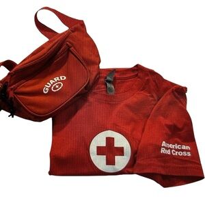 Life Guard Red Fanny Belt Bag & Lifeguard Shirt L